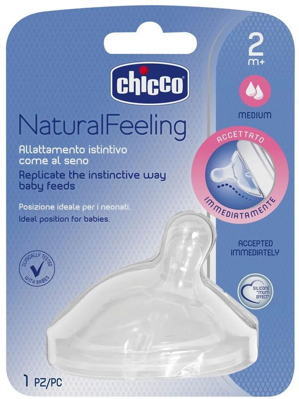Chicco Θηλή Σιλικόνη Natural Feeling Μέτρια Ροή 2+Μηνών 2Τμχ (B50-81023-10)