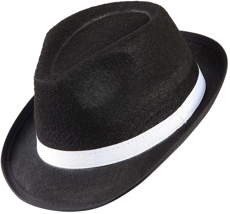 WM Καπέλο Gangster Μαύρο Με Λευκή Κορδέλα (8678C)