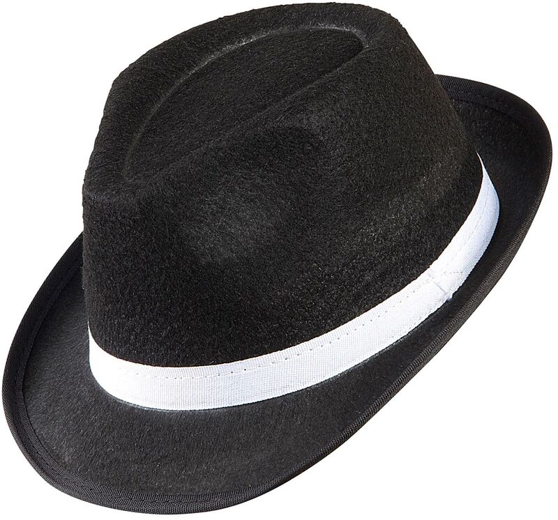 WM Καπέλο Gangster Μαύρο Με Λευκή Κορδέλα (8678C)