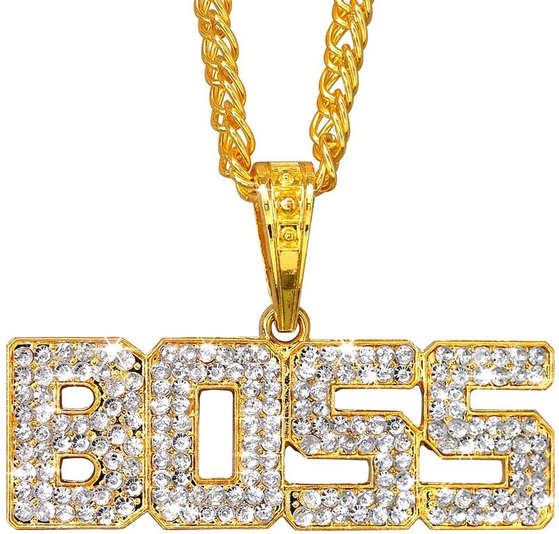 WM Κολιέ Boss Χρυσό Με Strass 65cm (28153)