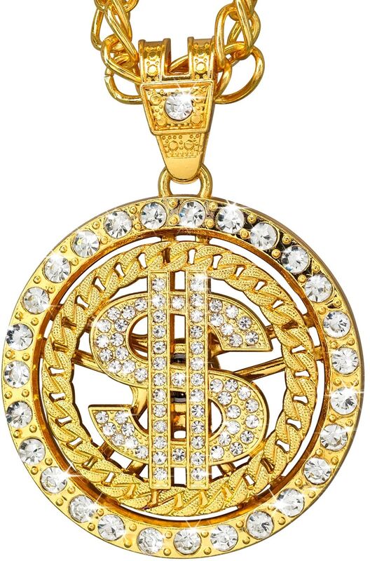 WM Κολιέ Δολάριο Χρυσό Με Strass 70cm (28154)