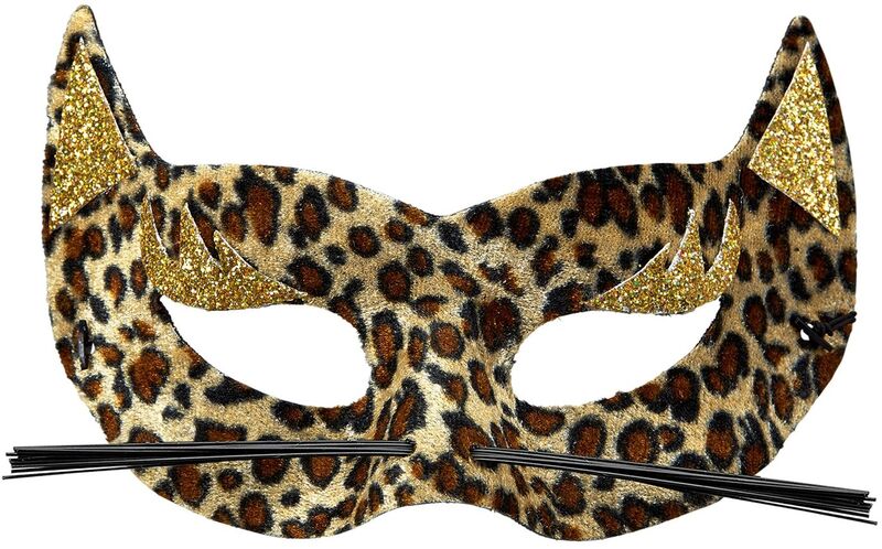 WM Μάσκα Βελούδινη Leopard Με Χρυσό Glitter (03636)