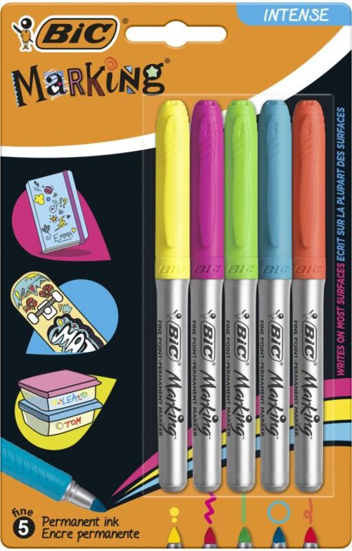 Bic Μαρκαδόρος Ανεξίτηλος Marking Colour Intense-5Τμχ (968410)