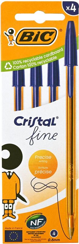 Bic Στυλό Cristal Fine Μπλε-4Τμχ (516338)