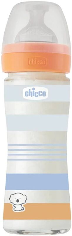 Chicco Μπιμπερό Γυάλινο Well Being Boy 240ml Θηλή Σιλικόνης 0m+ (A50-28721-21)