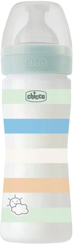 Chicco Μπιμπερό Πλαστικό Well Being Boy 250ml Θηλή Σιλικόνης (A60-28623-21)