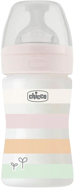 Chicco Μπιμπερό Πλαστικό Well Being Girl 150ml Θηλή Σιλικόνης 0m+ (A60-28611-11)