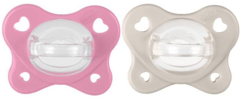 Chicco Πιπίλα Όλο Σιλικόνη Physioforma Dual Soft Ροζ-Μπεζ 6-16 Μηνών 2Τμχ (C60-73087-51)