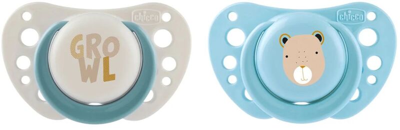 Chicco Πιπίλα Σ Physio Air Μπεζ-Σιέλ 0-6+ Μηνών 2Τμχ (C10-75088-92)