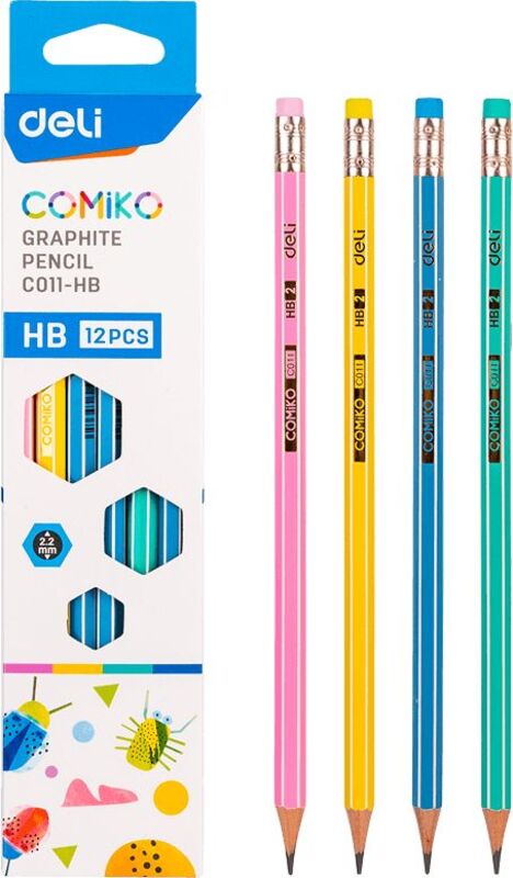 Deli Μολύβι Comiko Ριγέ HB 12Τμχ (231.005830)
