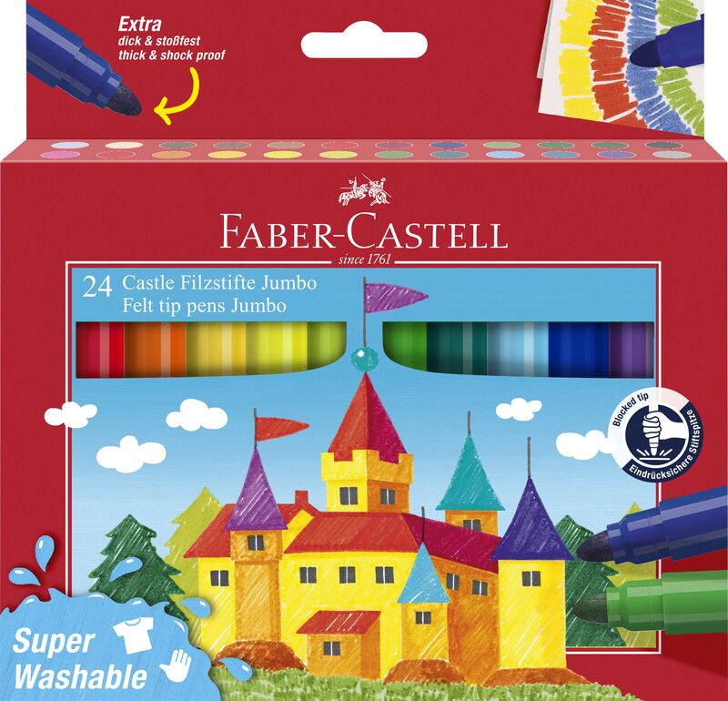 Faber Castell Μαρκαδόροι Χοντροί Super Washable Σετ 24Τμχ (12311001)