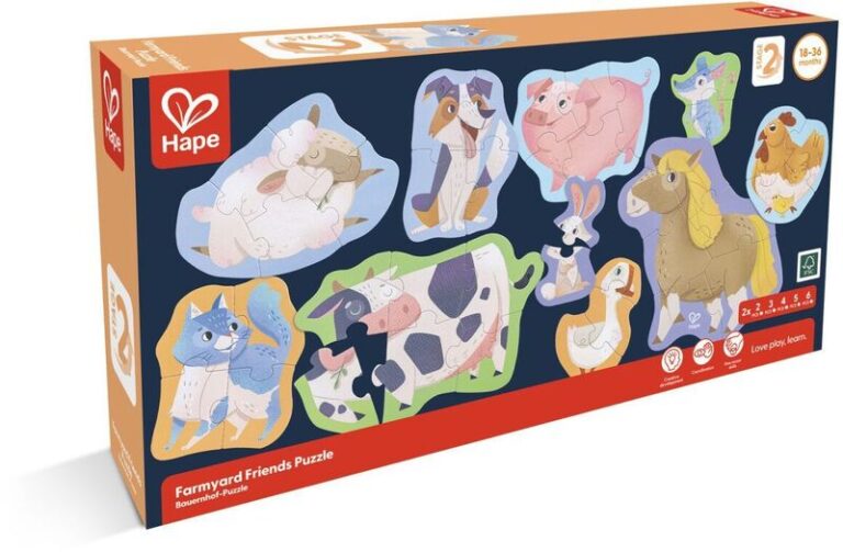 Hape Happy Puzzles Ξύλινο Παζλ Οι Φίλοι Των Ζώων Της Φάρμας (E1648A)