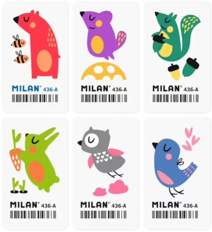 Milan Γόμα Λευκή Ζωάκια-6 Σχέδια-1Τμχ (CNM436A)