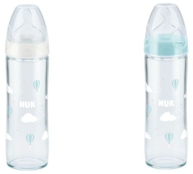 Nuk Μπιμπερό Γυάλινο 240ml Σιλικόνης New Classic-2 Σχέδια-1Τμχ (10745080)