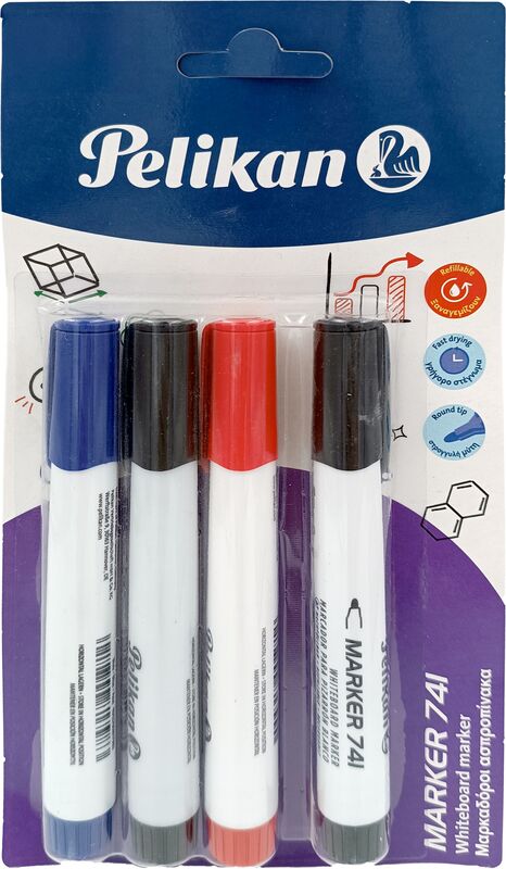 Pelikan Μαρκαδόροι Ασπροπίνακα 741F 4Τμχ (1106940)