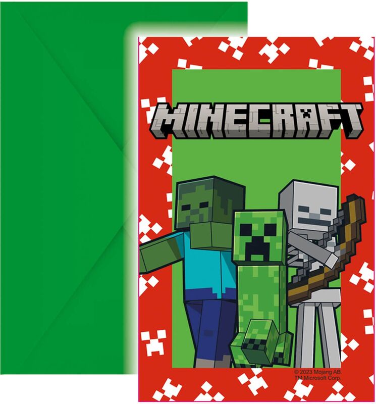 Προσκλήσεις Με Κοπτικό Και Φάκελα Minecraft 6Τμχ (95658)