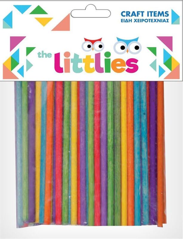 Υλικά Χειροτεχνίας The Littlies Ξυλάκια Κυλινδρικά Χρωματιστά 4X100mm 100Τμχ (000646521)