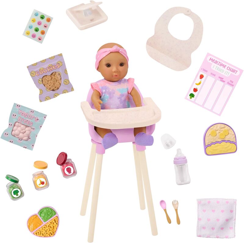 Our Generation Σετ Καρέκλα Φαγητού Μωρό & Αξεσουάρ Mealtime (BD35506Z)