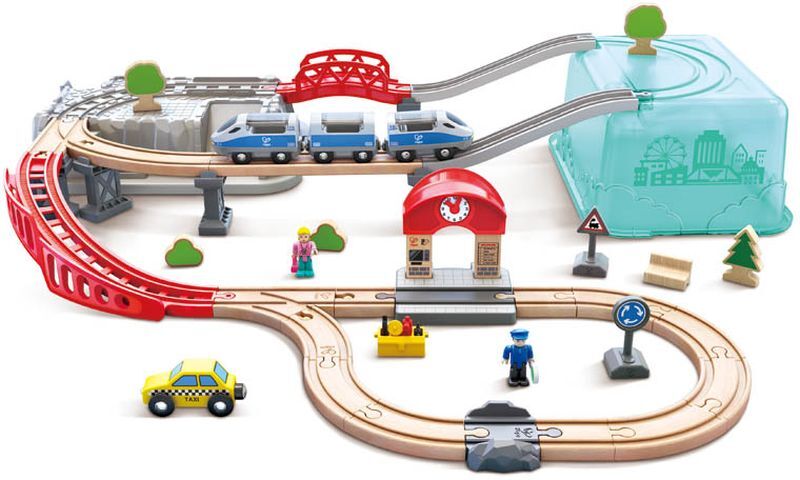 Hape Railway Ξύλινος Σιδηρόδρομος City Bucket Set (E3771A)