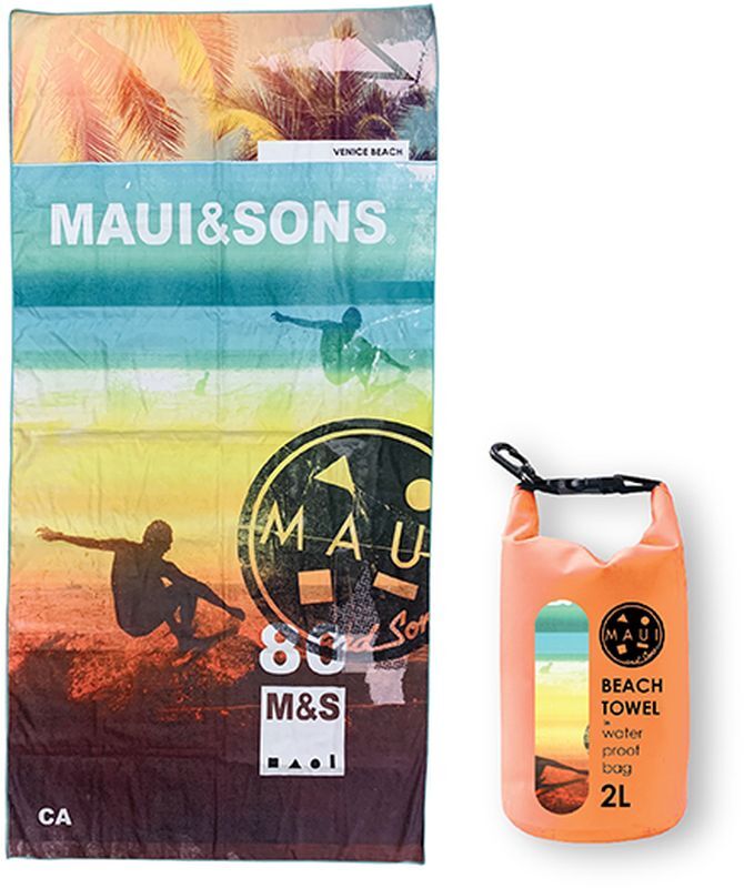 Πετσέτα Θαλάσσης Maui 90x180cm Venice Beach-Αδιάβροχη Θήκη (4950)